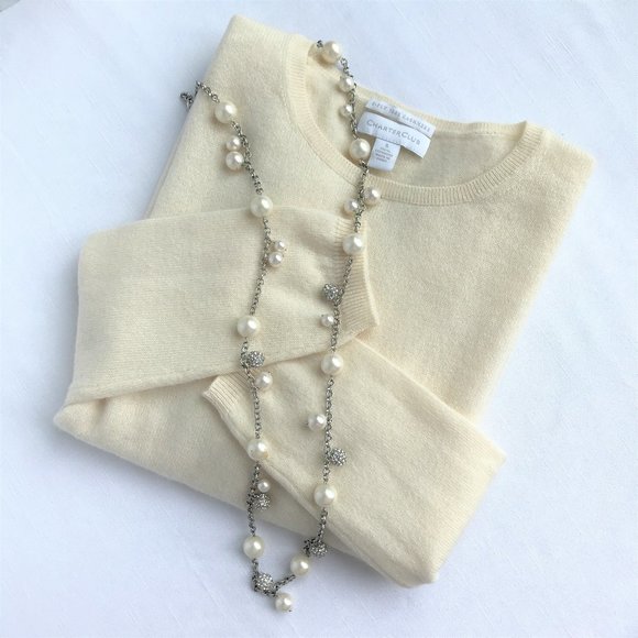 Charter Club Sweaters - Charter Club Ivory Cashmere Crew Neck Sweater